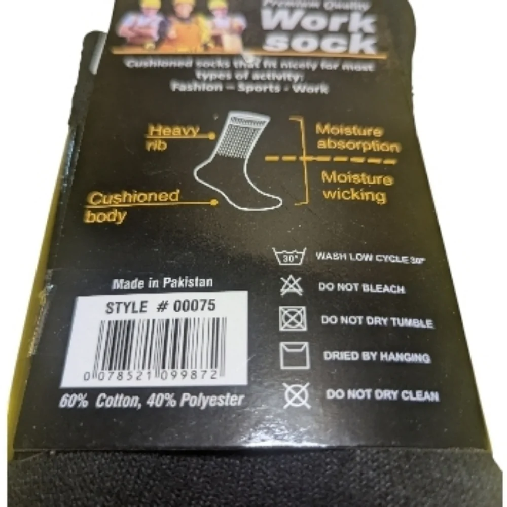 Premium Quality Work Sock - Black and Gray